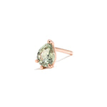 14k gold pear cut green sapphire single earring - LODAGOLD