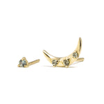 14k gold green sapphire moon earrings - LODAGOLD