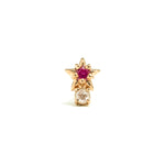 14k gold ruby&grey diamond piercing - LODAGOLD