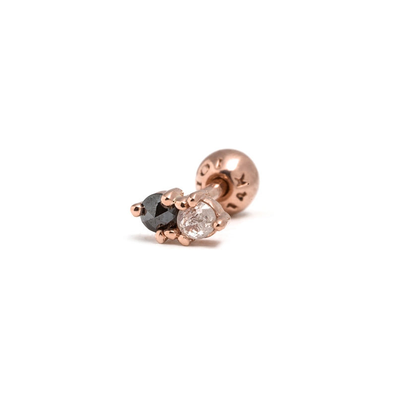 14k gold black&grey diamond piercing - LODAGOLD