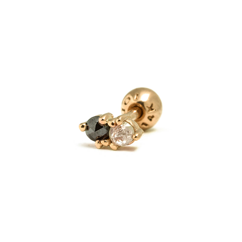14k gold black&grey diamond piercing - LODAGOLD