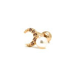 14k gold orange diamond&pearl moon piercing - LODAGOLD