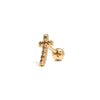 14k gold orange diamond cross piercing - LODAGOLD