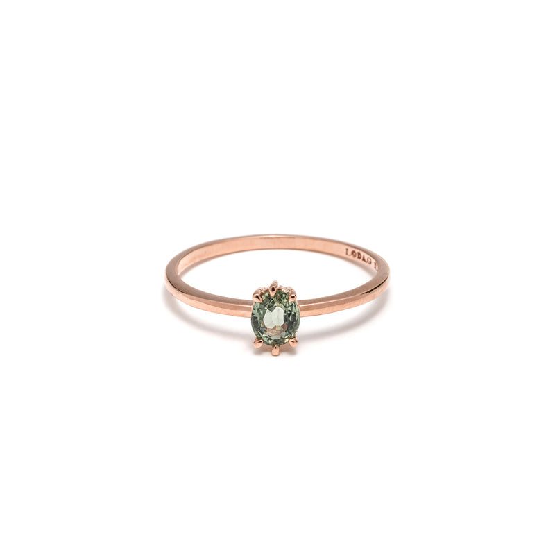 14k gold oval green sapphire ring - LODAGOLD