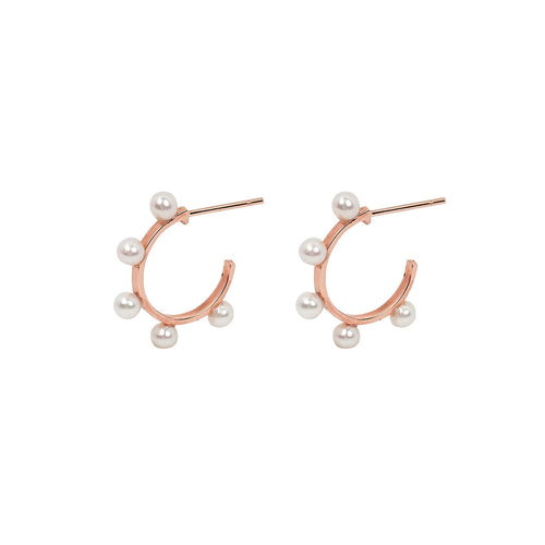 14k rose gold w/pearls hoop earrings - LODAGOLD