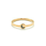 14k gold blue diamond moon ring - LODAGOLD