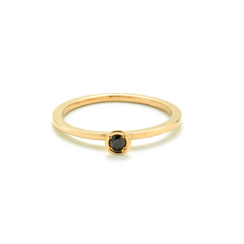 14k gold black diamond ring - LODAGOLD