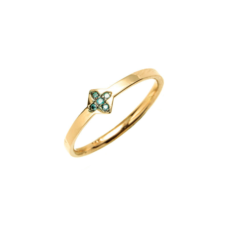 14k gold blue diamond cross ring - LODAGOLD