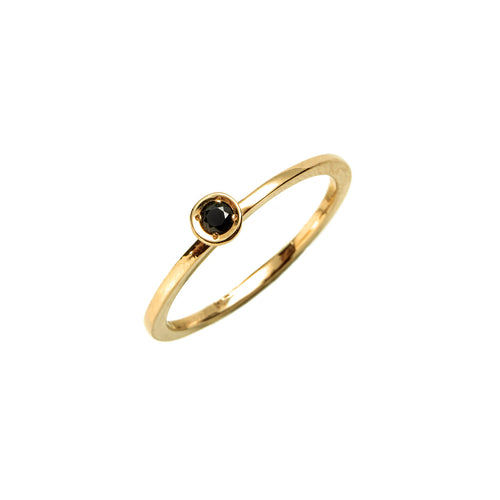 14k gold black diamond ring - LODAGOLD