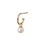 14k yellow gold pearl Charm&Huggie Hoop - LODAGOLD