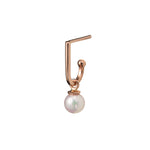 14k rose gold pearl Charm&Bar Huggie Hoop - LODAGOLD