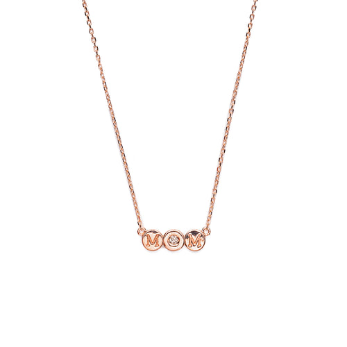 14k gold white diamond "MOM" necklace - LODAGOLD