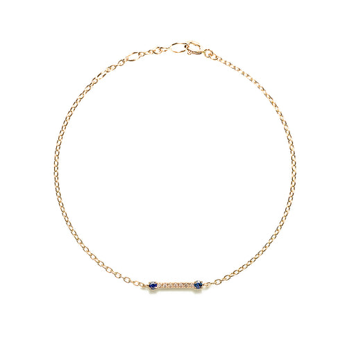 14k gold sapphier&diamond bar bracelet - LODAGOLD