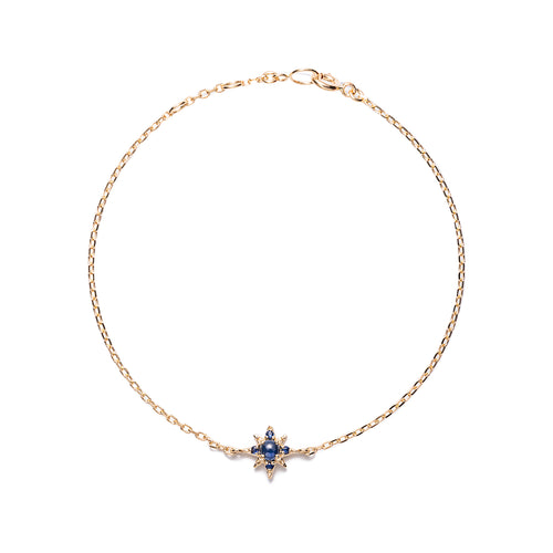 14k gold blue sapphire starburst bracelet - LODAGOLD