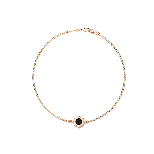 14k gold onyx flower bracelet - LODAGOLD
