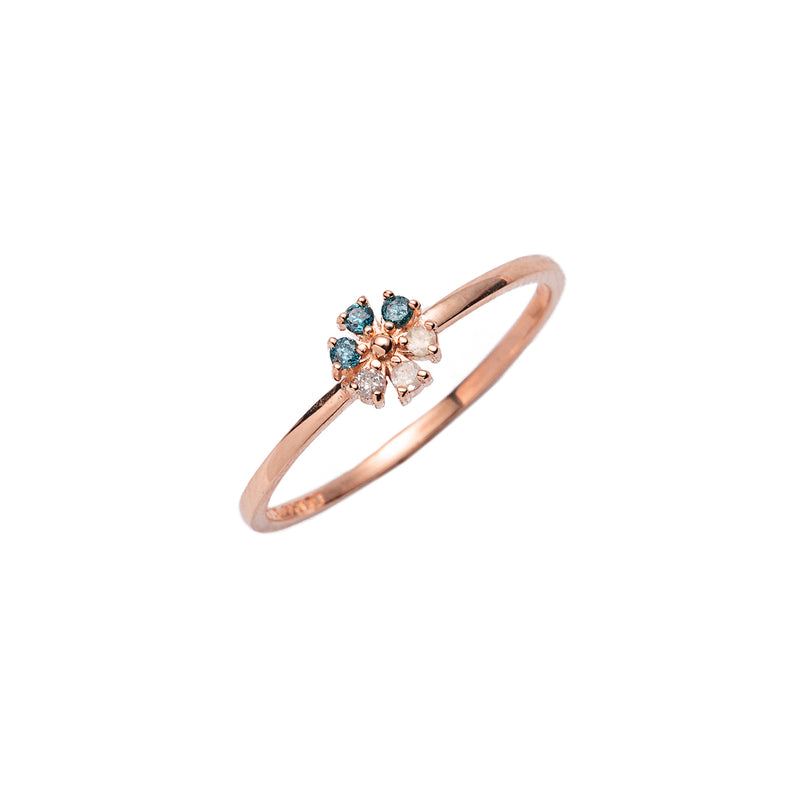 14k gold diamond flower ring - LODAGOLD