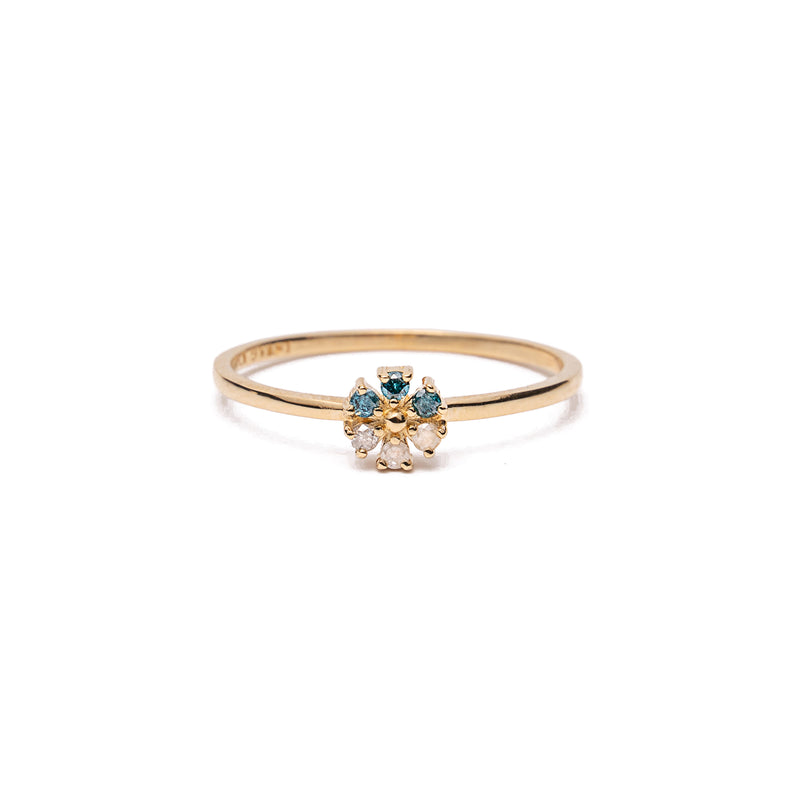 14k gold diamond flower ring - LODAGOLD