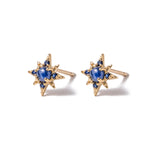 14k gold sapphire starburst earrings - LODAGOLD