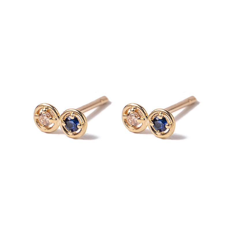 14k gold diamond&sapphire earrings - LODAGOLD