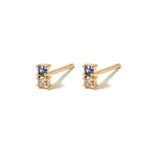 14k gold blue&cognac earrings - LODAGOLD