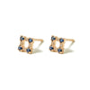 14k gold sapphire&diamonds square earrings - LODAGOLD