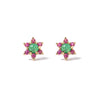 14k gold emerald flower earrings - LODAGOLD