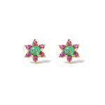 14k gold emerald flower earrings - LODAGOLD