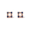 14k gold sapphire&diamonds square earrings - LODAGOLD