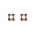 14k gold sapphire&diamonds square earrings - LODAGOLD