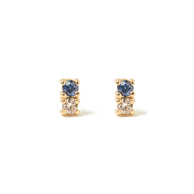 14k gold blue&cognac earrings - LODAGOLD