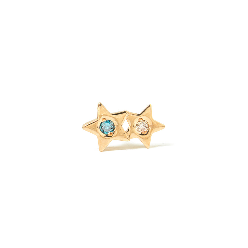 14k gold diamonds star piercing - LODAGOLD