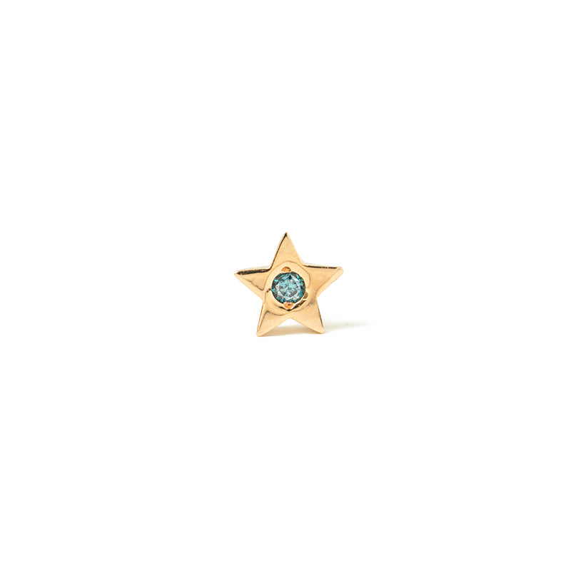 14k gold blue diamond star piercing - LODAGOLD