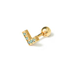14k gold Blue diamond heart piercing - LODAGOLD