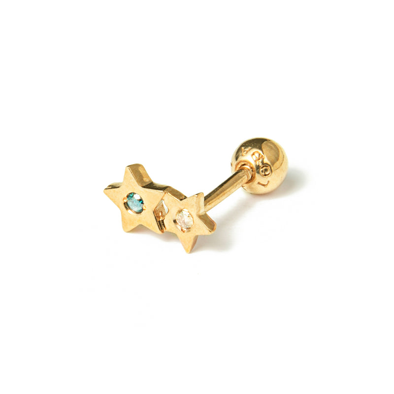 14k gold diamonds star piercing - LODAGOLD