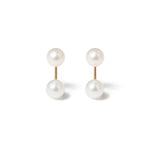 14k gold w/2 pearls stud earrings - LODAGOLD