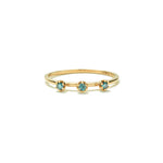 14k gold blue diamond Three Stone ring - LODAGOLD