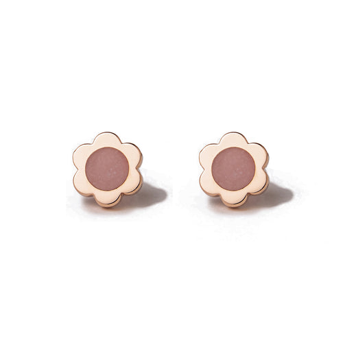 14k gold pink opal flower earrings - LODAGOLD