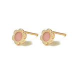 14k gold pink opal flower earrings - LODAGOLD