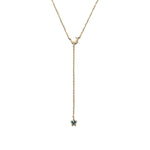 14k gold Blue&Grey Dia Lariat Moon&Star Necklace - LODAGOLD