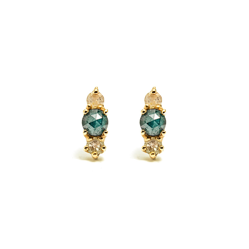 14k gold Blue&Grey Diamond Earrings - LODAGOLD
