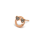 14k gold Emoji cognac Dia single stud Earring - LODAGOLD