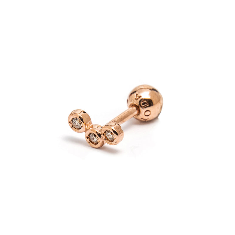 14k gold cognac diamond circle piercing - LODAGOLD