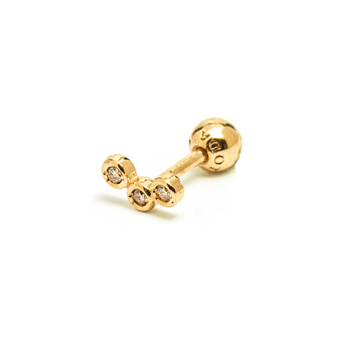 14k gold cognac diamond circle piercing - LODAGOLD