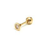 14k gold diamond round piercing - LODAGOLD