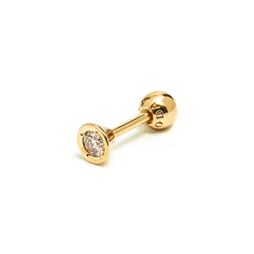 14k gold diamond round piercing - LODAGOLD