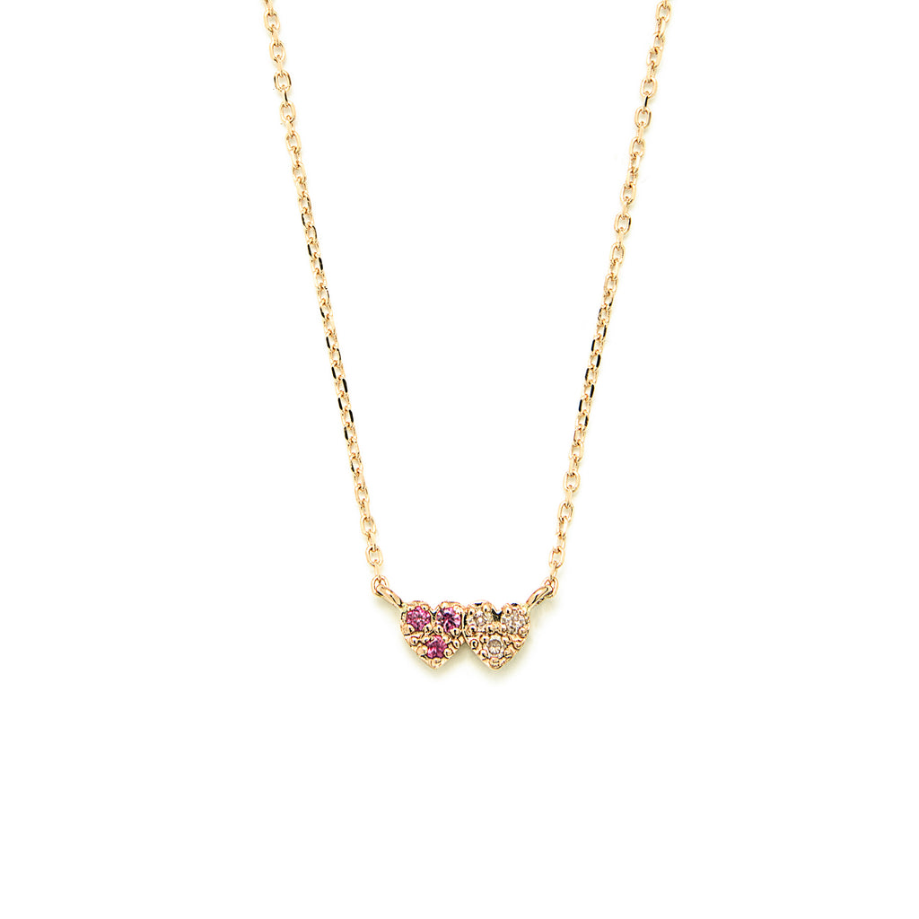 [LLOYD] 韓国☆14K☆Double heart pink sapphire Necklace LLOYD] 韓国☆14K☆Double heart pink sapphire Necklace