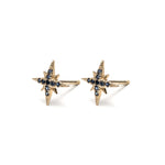 14k gold blue sapphire starburst stud earrings - LODAGOLD