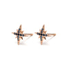 14k gold blue sapphire starburst stud earrings - LODAGOLD