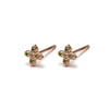 14k gold green&grey diamond T stud earrings - LODAGOLD