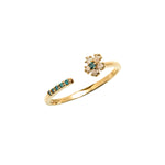 14k gold grey&blue diamond flower ring - LODAGOLD